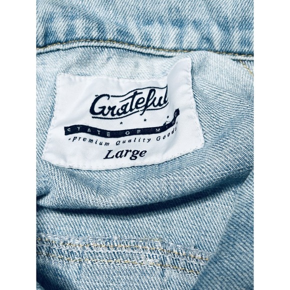 Grateful State Of Mind Men's Distressed Denim Jacket Size Large - Picture 7 of 13